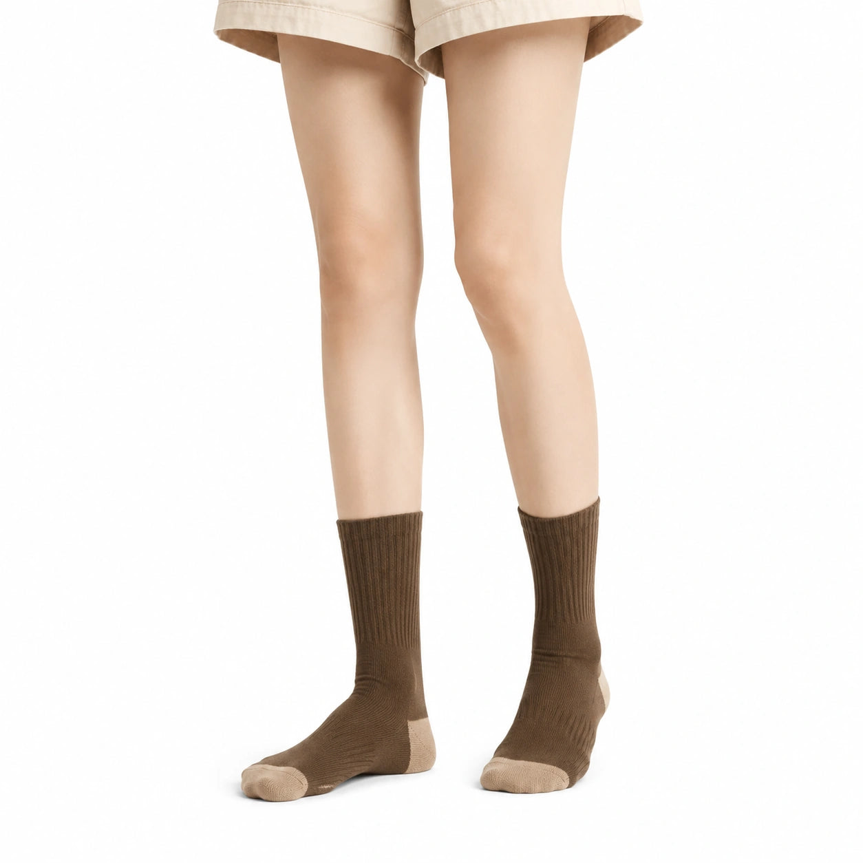 Stricksocken Größe 35-38 Braun Beige gerippt