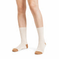 Socken 35-38 Cremebraun gerippt aus Textil für Alltag