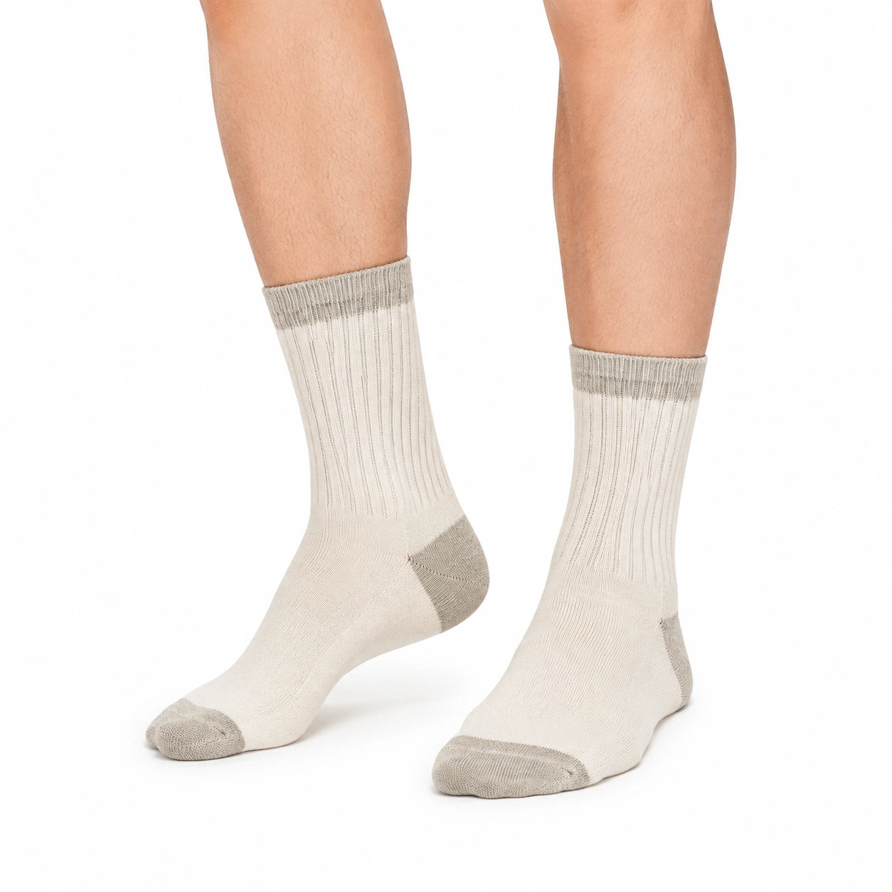 Rippensocken Größe 39-42 aus Textilstrick Creme Grau für den Alltag