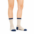 Socken 39-42 aus Textil Beige/Marineblau mit Rippstrick