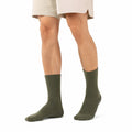 Socken Größe 39-42 aus Textil Olivgrün gerippt für Alltag