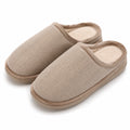 Hausschuhe Größe 40/41 aus Textil in Beige - geschlossene Pantoffeln mit weichem Futter für Innenräume