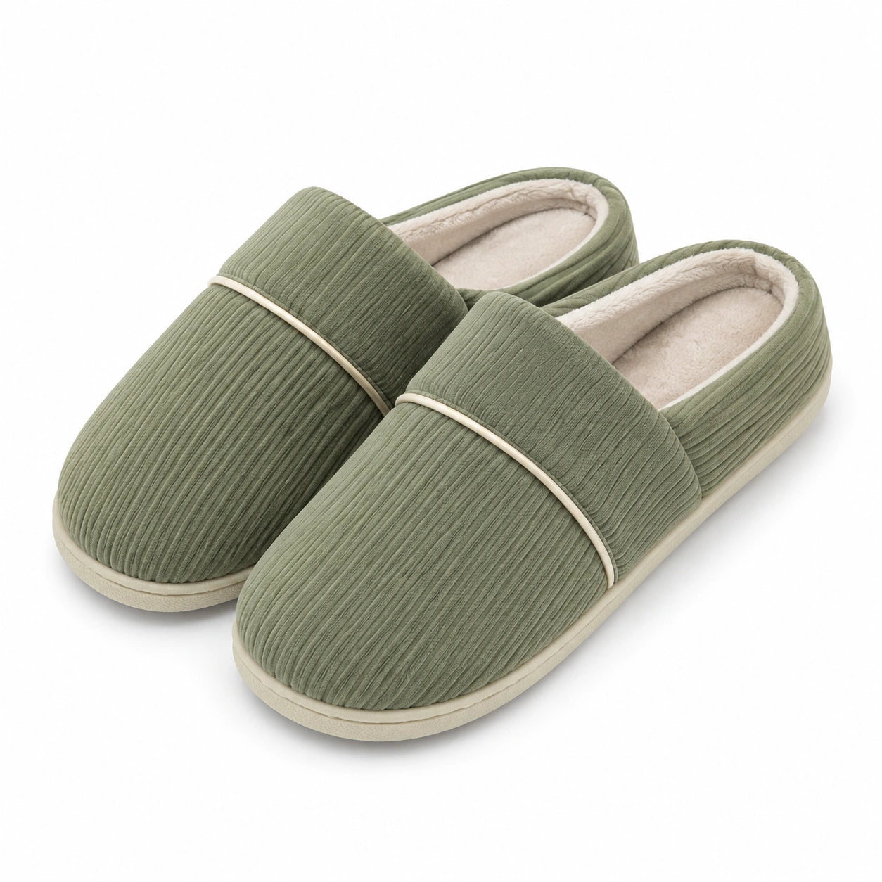Hausschuhe Größe 38/39 aus Textil in Salbeigrün mit Warmfutter für Damen und Herren