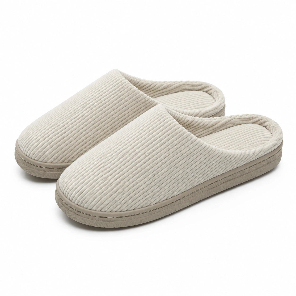 Hausschuhe Größe 38/39 aus Cordstoff in Creme mit geschlossener Spitze