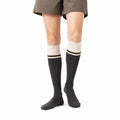 Kniestrümpfe 35-38 aus Textil in Anthrazit/Creme gerippt im Sportstil