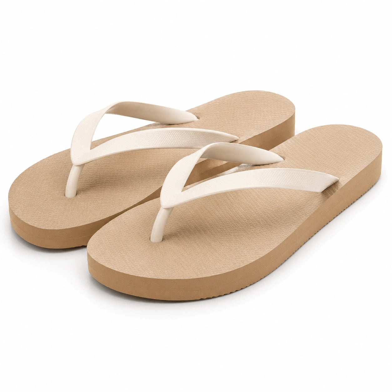 Zehentrenner 42/43 aus Kunststoff in Beige Creme für Freizeit mit profilierter Sohle