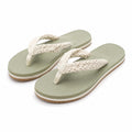 Zehentrenner 38/39 Grün Creme mit geflochtenen Textilriemen für Sommer