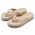 Zehentrenner 40/41 mit Textilriemen Beige für Freizeit und Strand