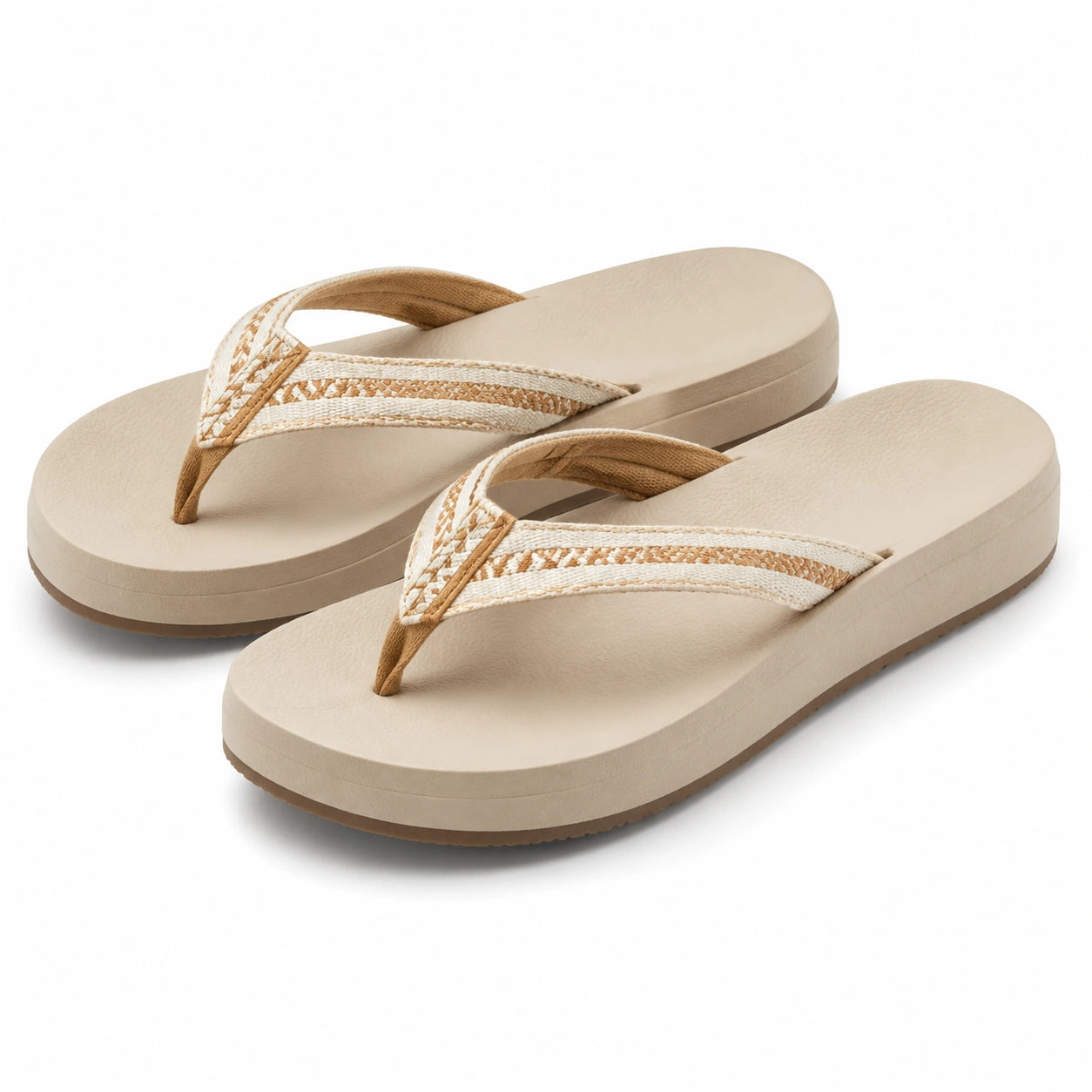 Zehentrenner 40/41 mit Textilriemen Beige für Freizeit und Strand